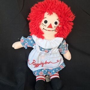 Classic Raggedy Ann Doll with Red Hair and Blue Dress